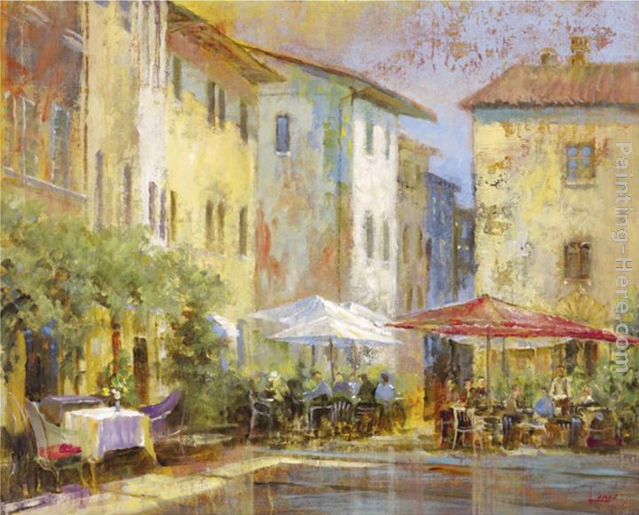 Courtyard Cafe painting - Michael Longo Courtyard Cafe art painting